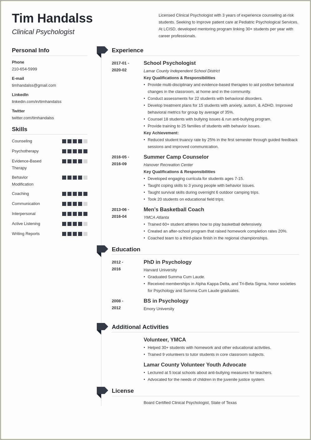 Skills Needed To Be A Counselor For Resume