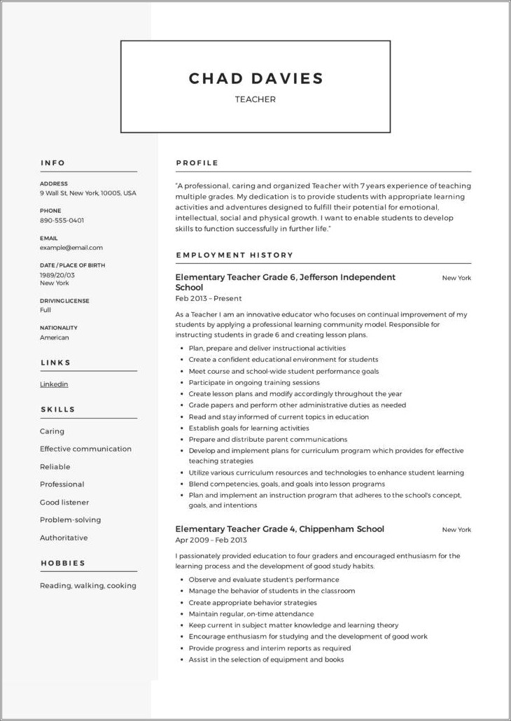 Skills Of A Good Teacher For Resume