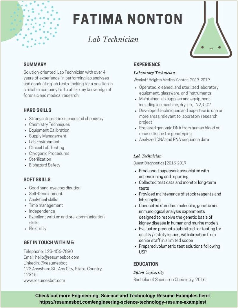 Skills Of A Medical Technologist In Resume