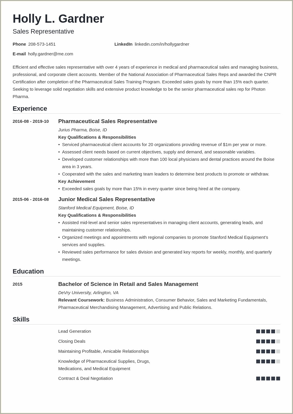 Skills Of A Sales Associate Resume