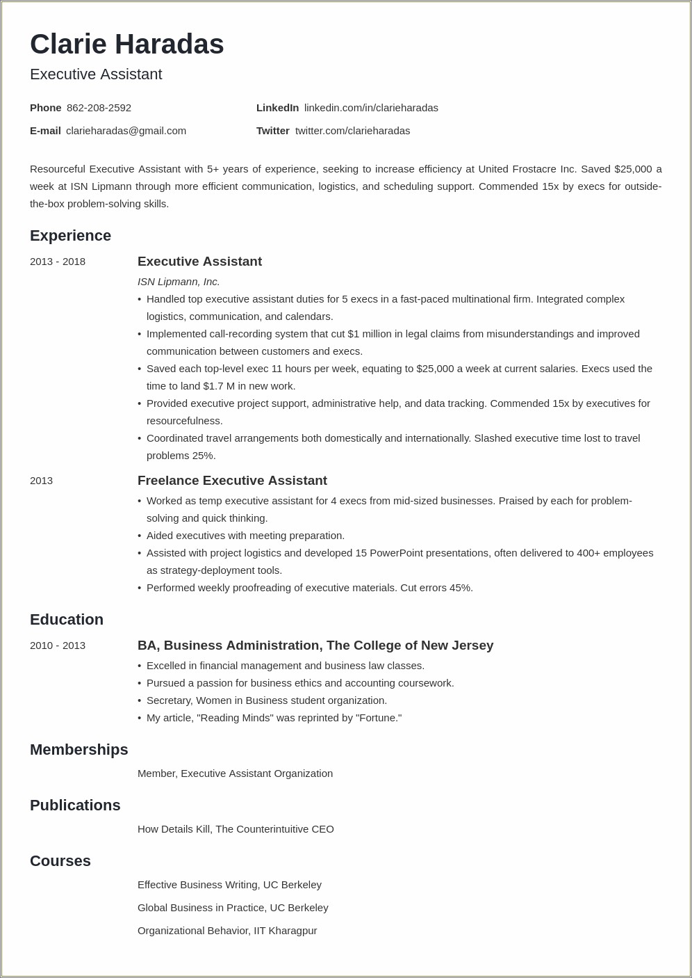 Skills Of Executive Assistant In Resume