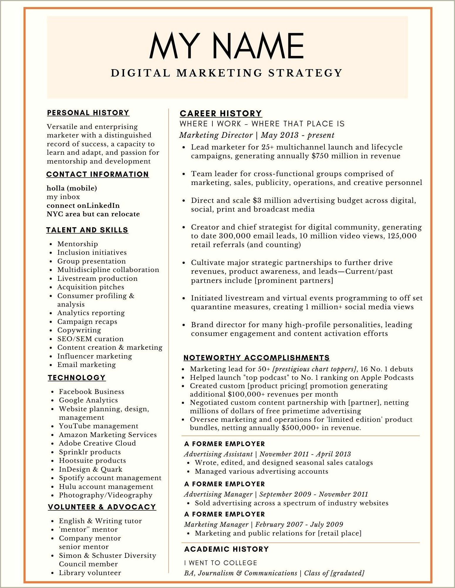 Skills Of Marketing On A Resume