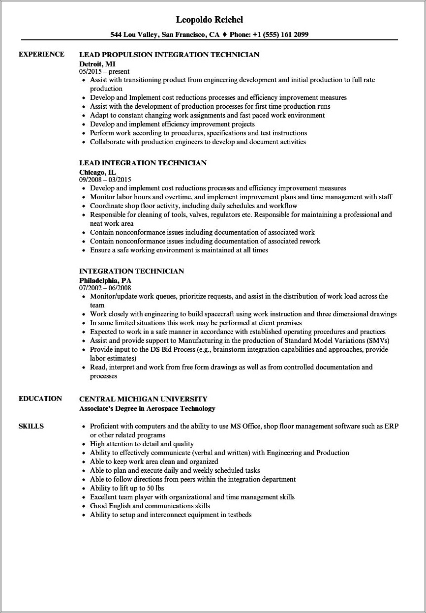 Skills Of Technology Integration In Education Resume