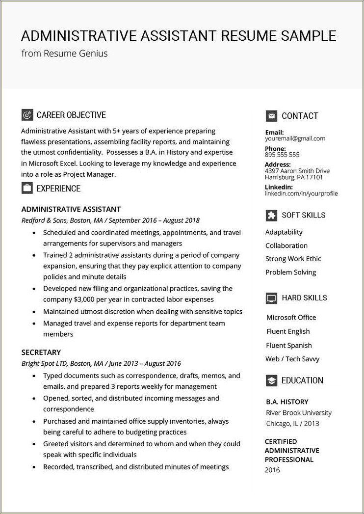 Skills On A Resume For Administrative Assistant