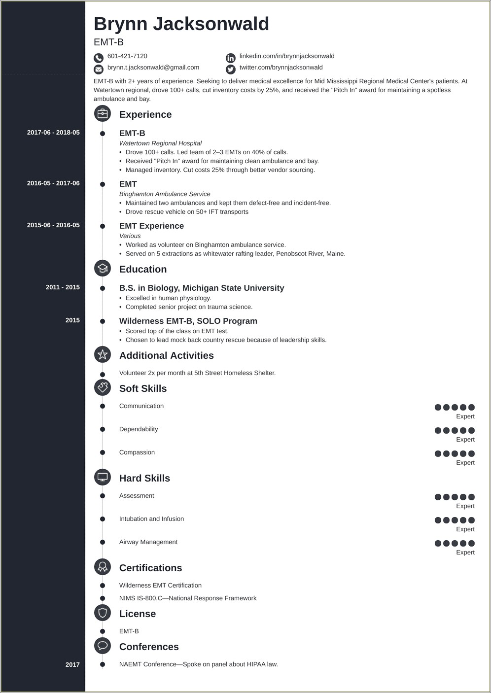 Skills On A Resume For Emt