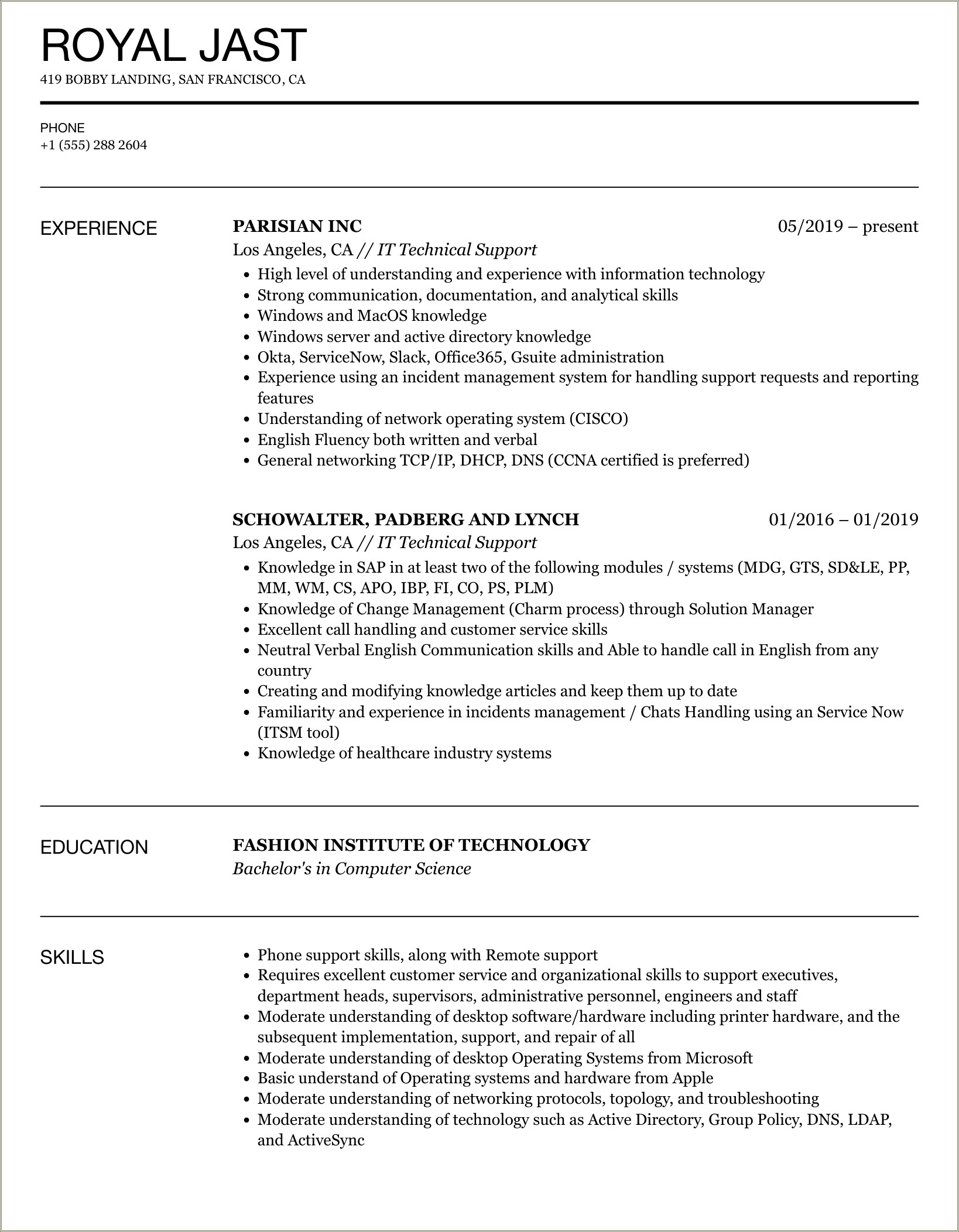 Skills On A Resume For Technical