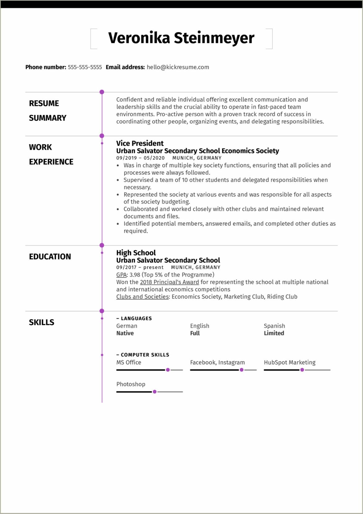 Skills On Resume Example For High School Studenty