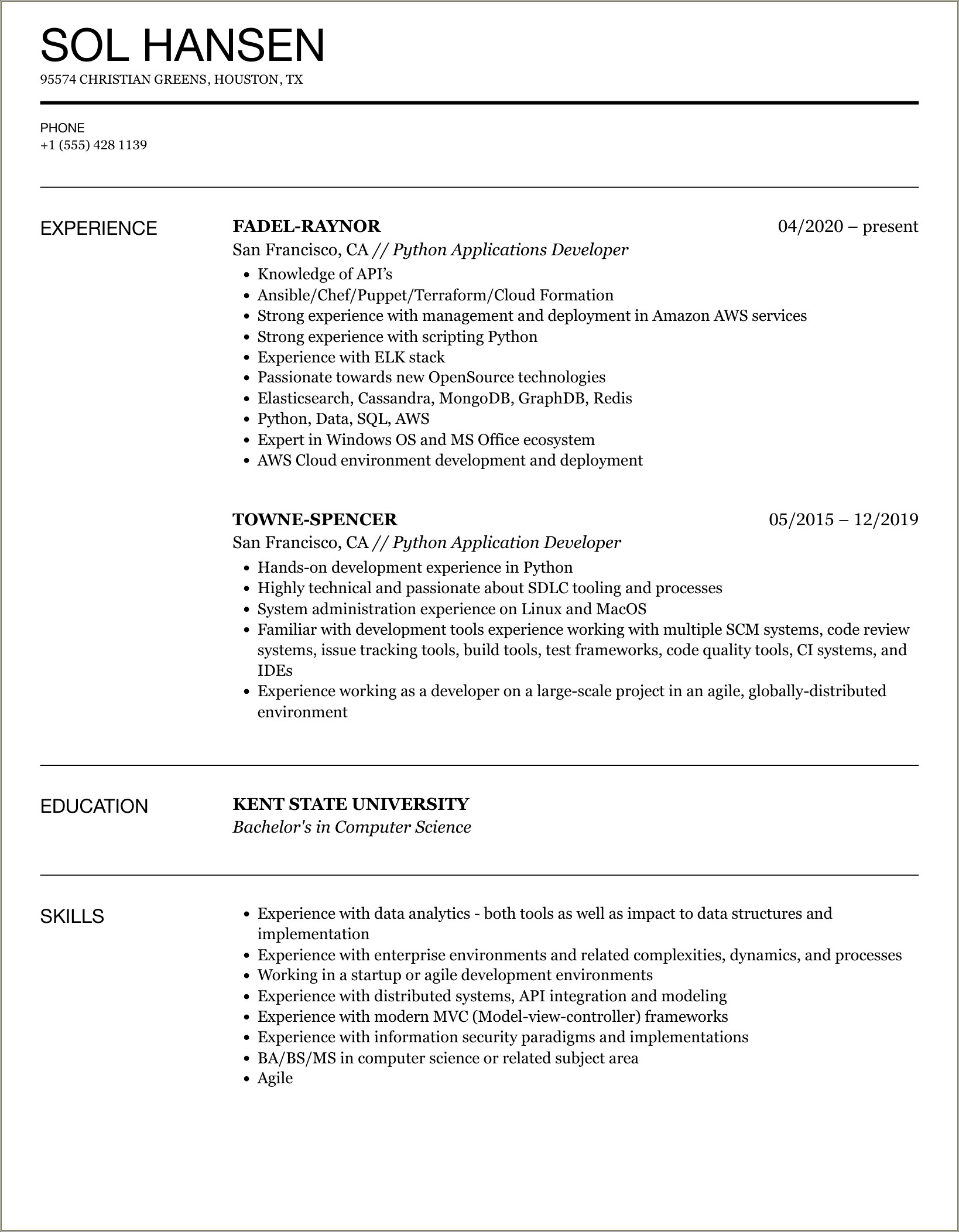 Skills On Resume Examples Like Python