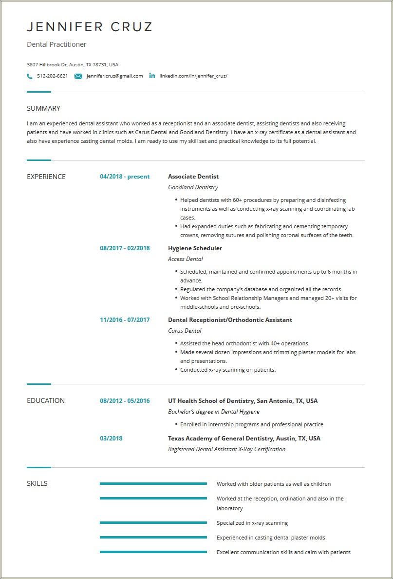 Skills On Resume For Dental Assistant