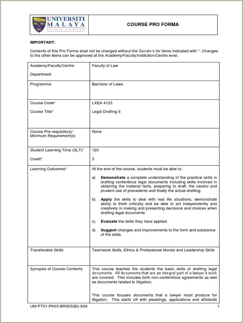 Skills On Resume For Pro Forma Financials