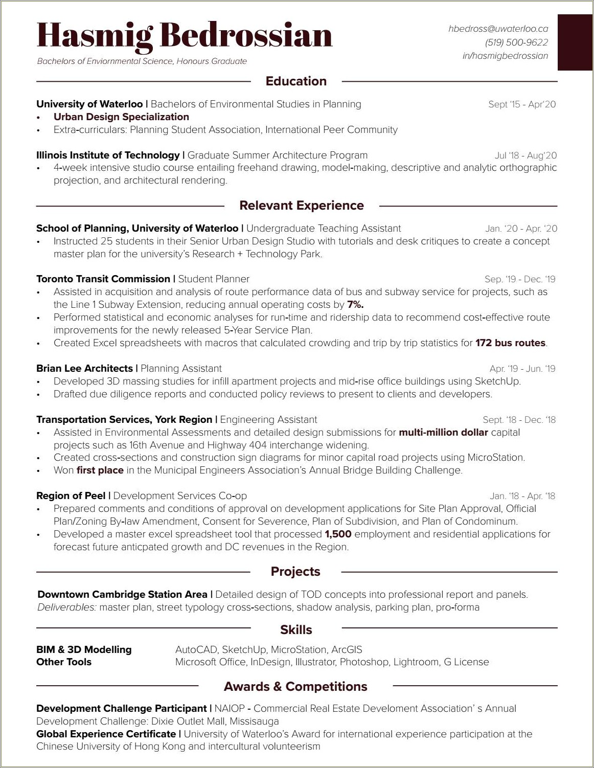 Skills On Resume For Urban Planner