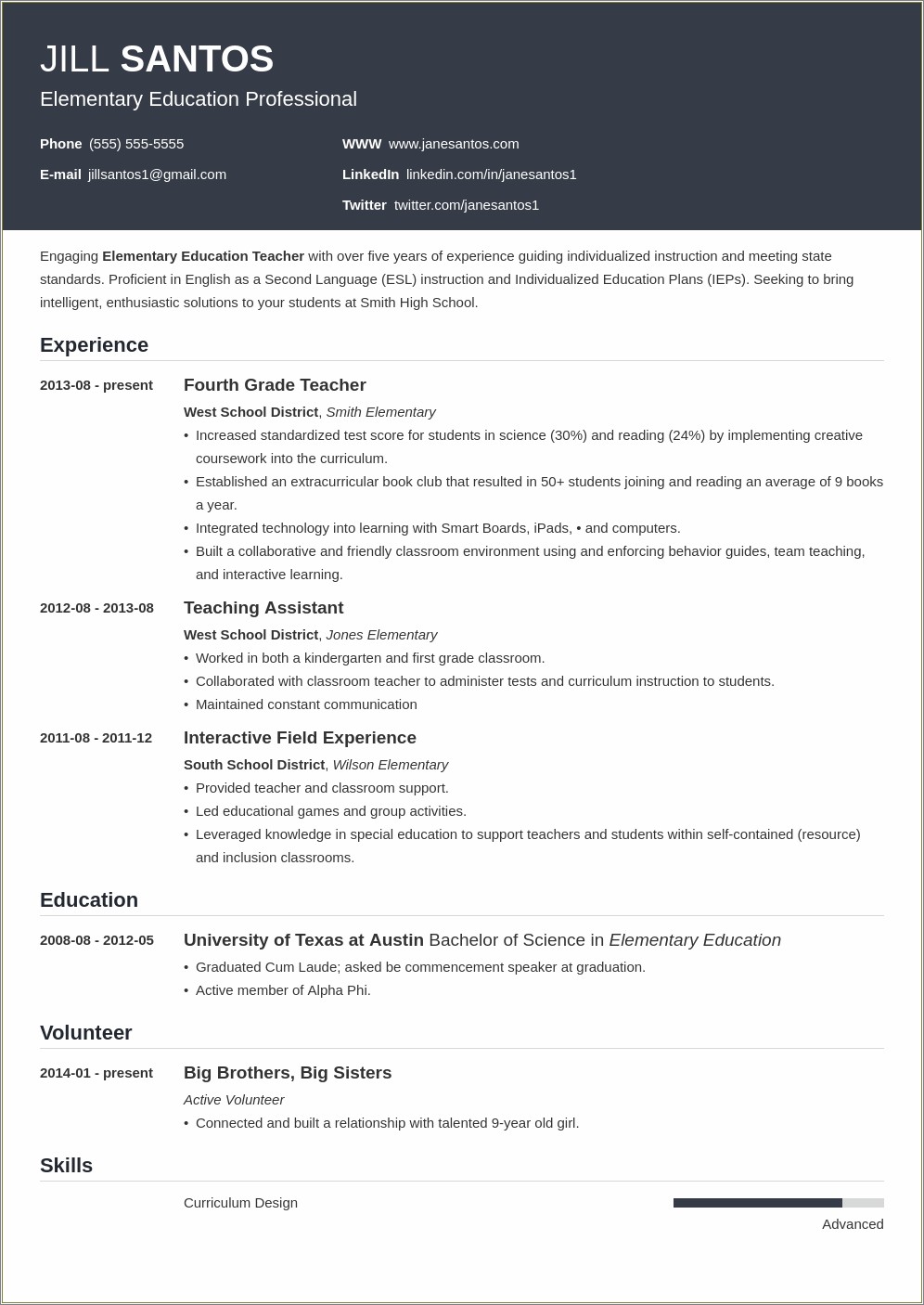 Skills Related To Teaching For Resume