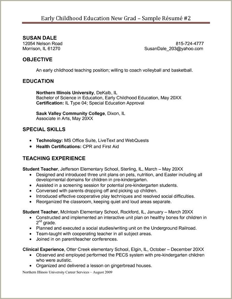 Skills Resume Template For Preschool Owner