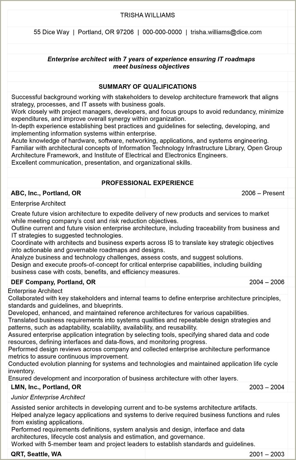 Skills Sec On Resume For Architecture