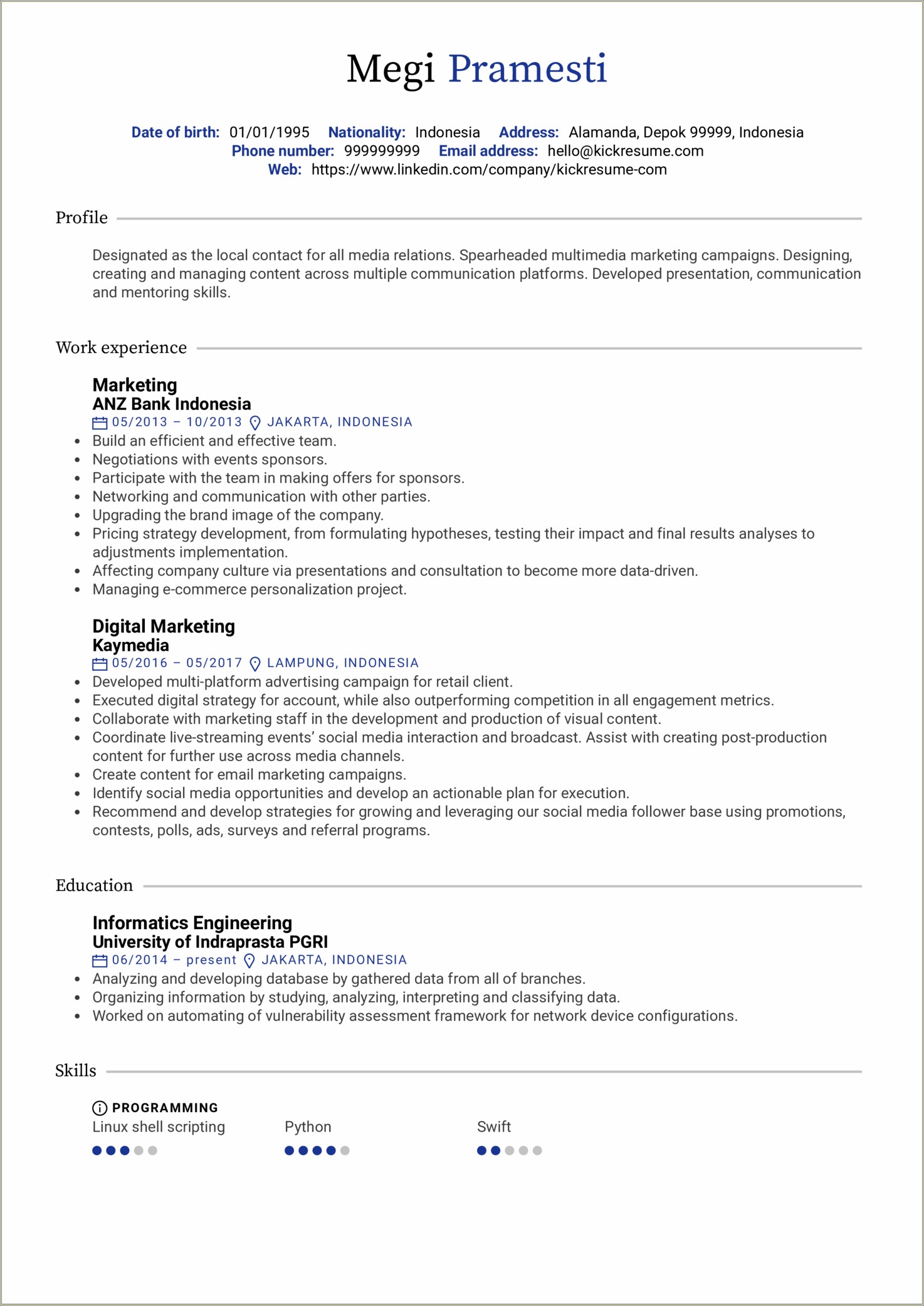 Skills Section Of A Marketing Resume