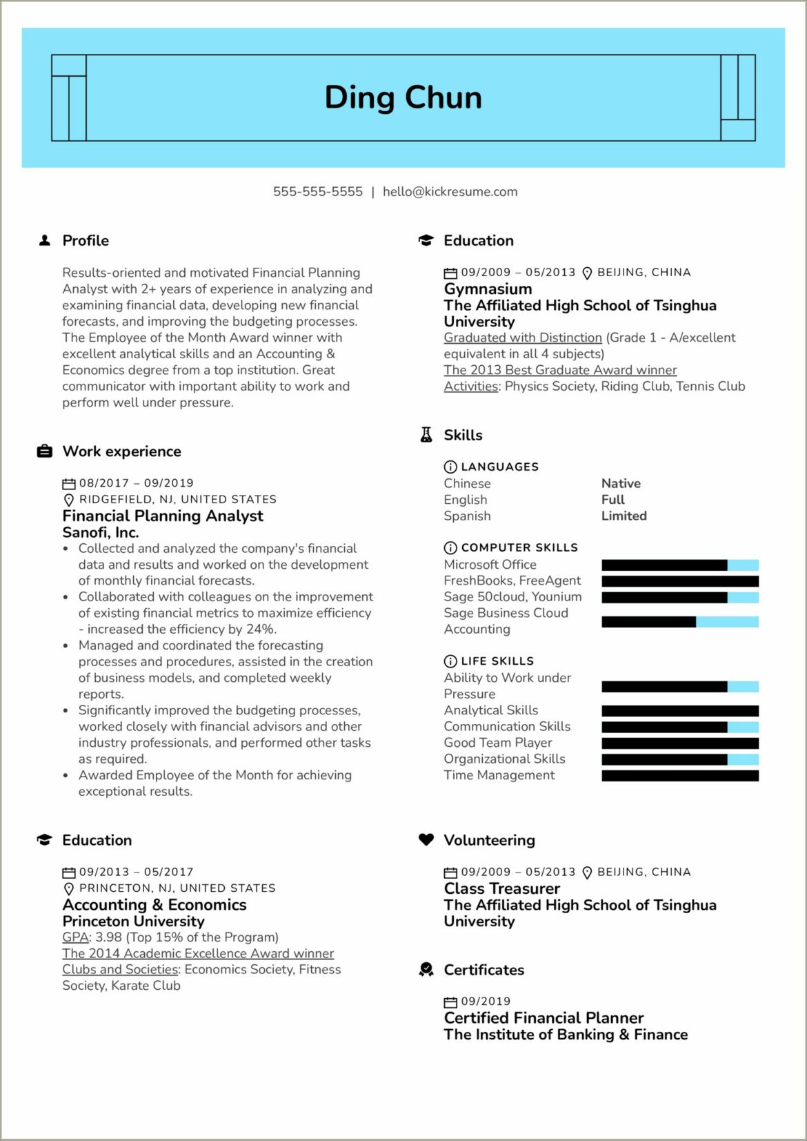 Skills Section Of Financial Analyst Resume