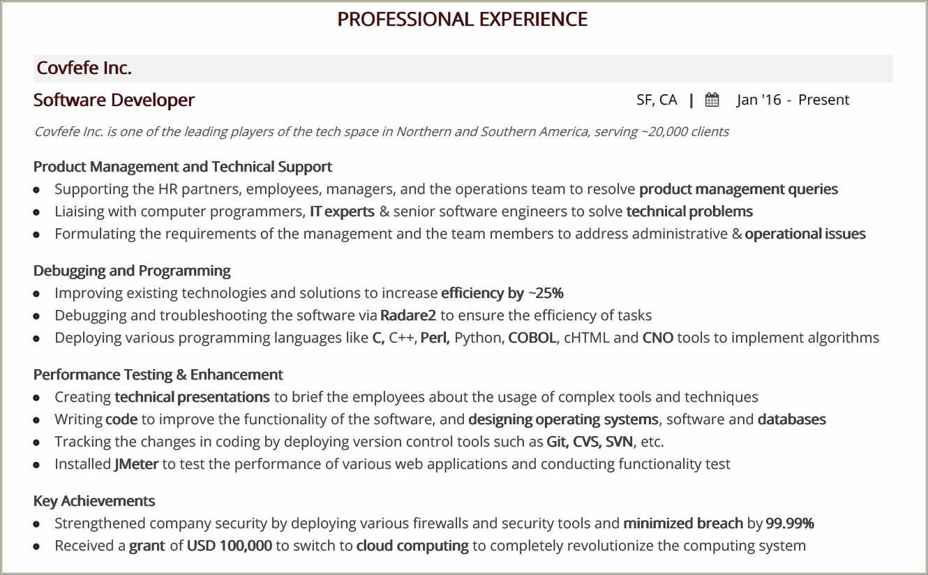 Skills Section Of Resume Computer Science