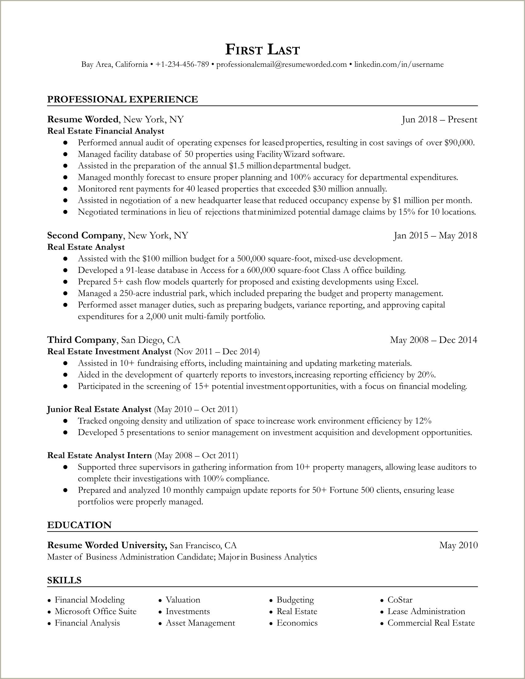 Skills Section Of Resume For Financial Advisor