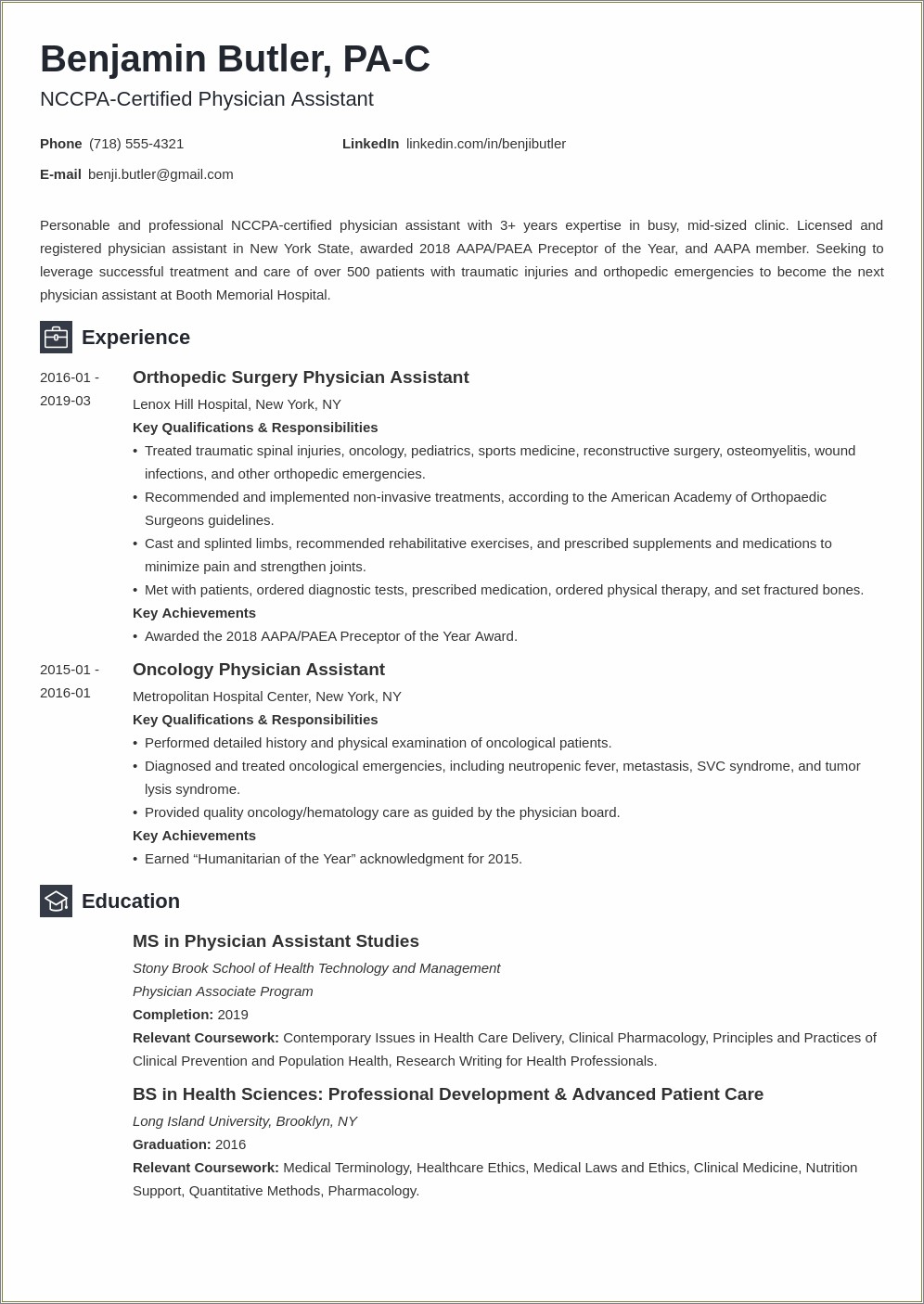 Skills Section Of Resume For Physician