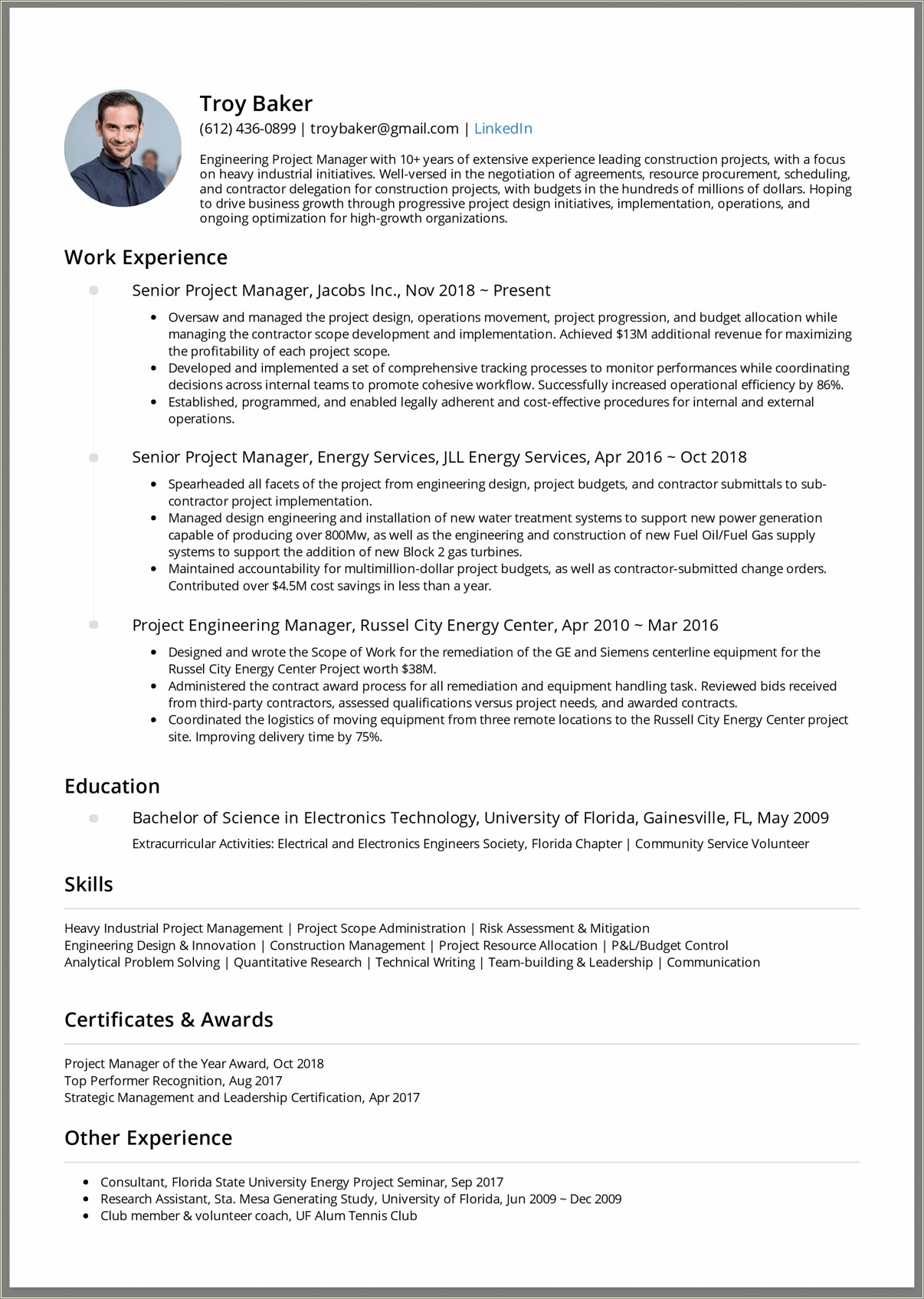 Skills Section Of Resume For Project Managment