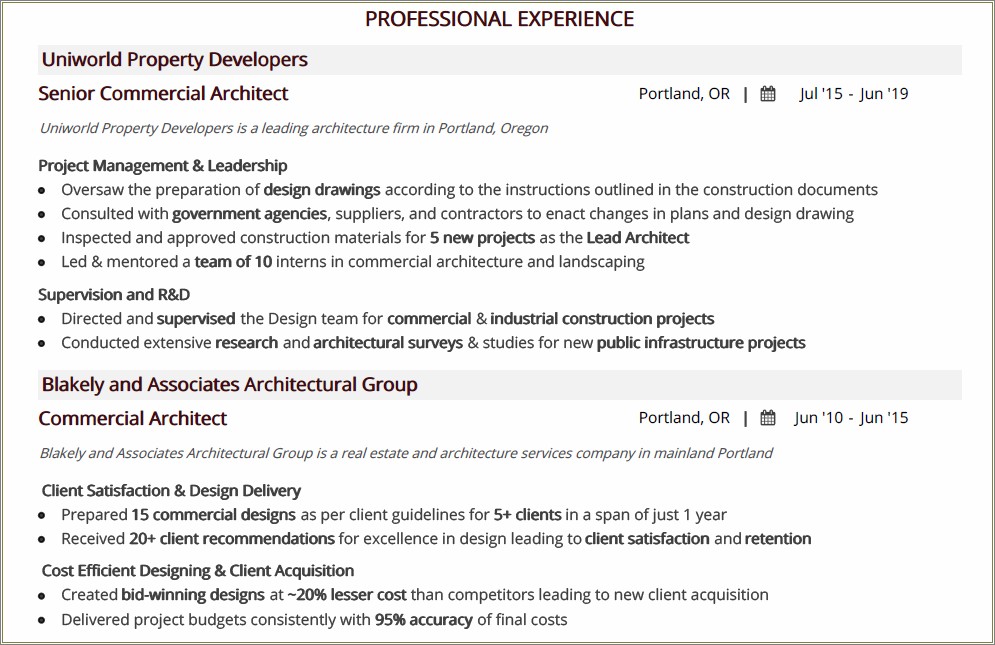 Skills Section On Resume For Architecture