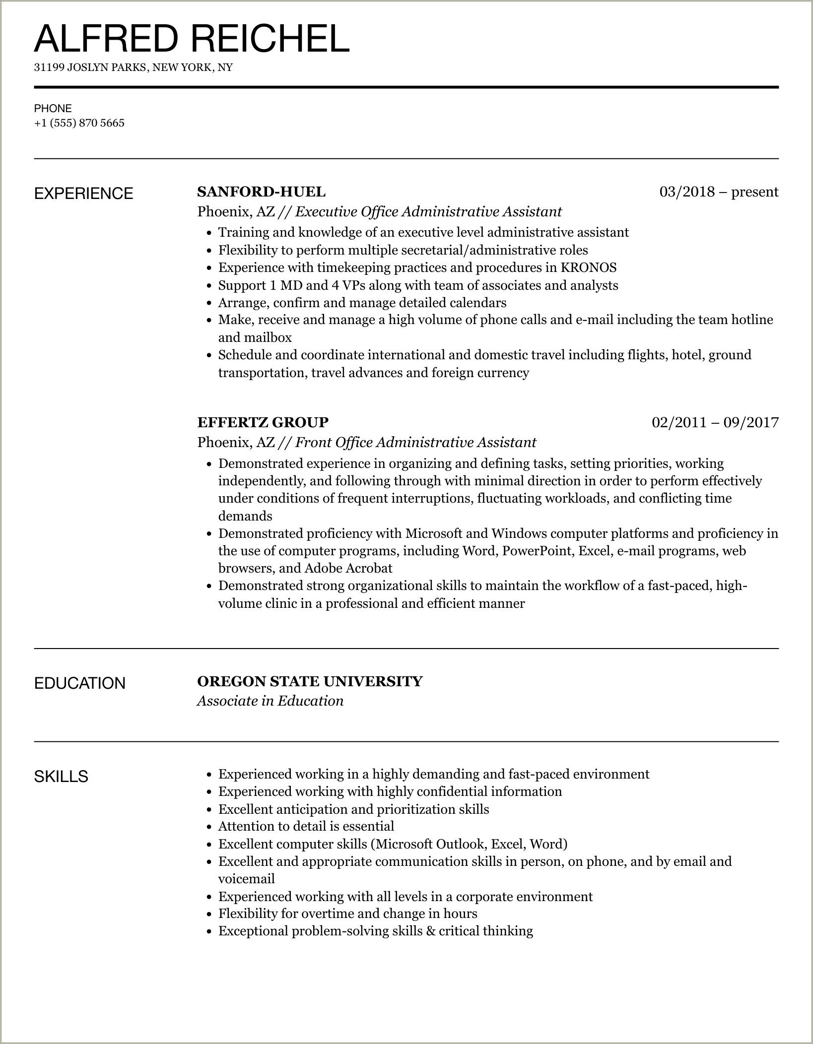 Skills Set Resume For Office Assistant