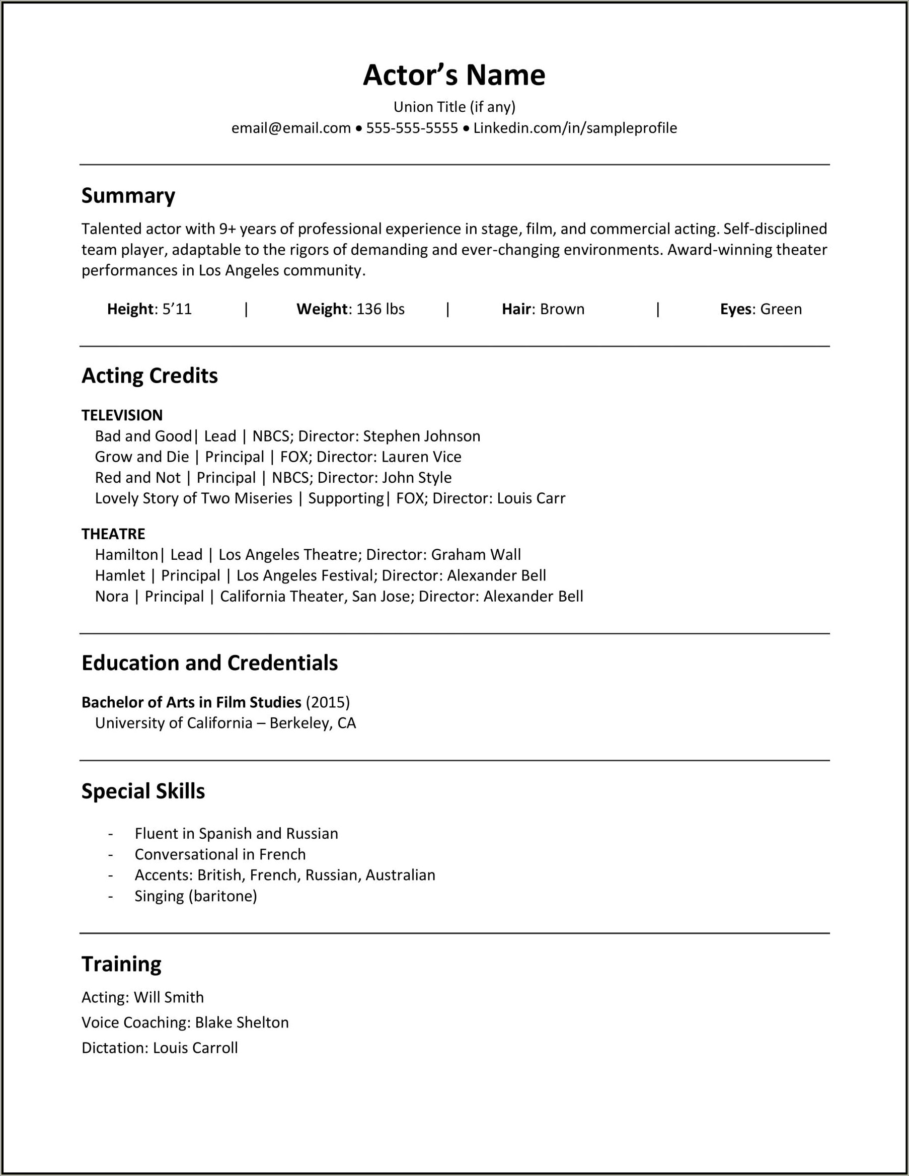 Skills That Look Good On An Acting Resume