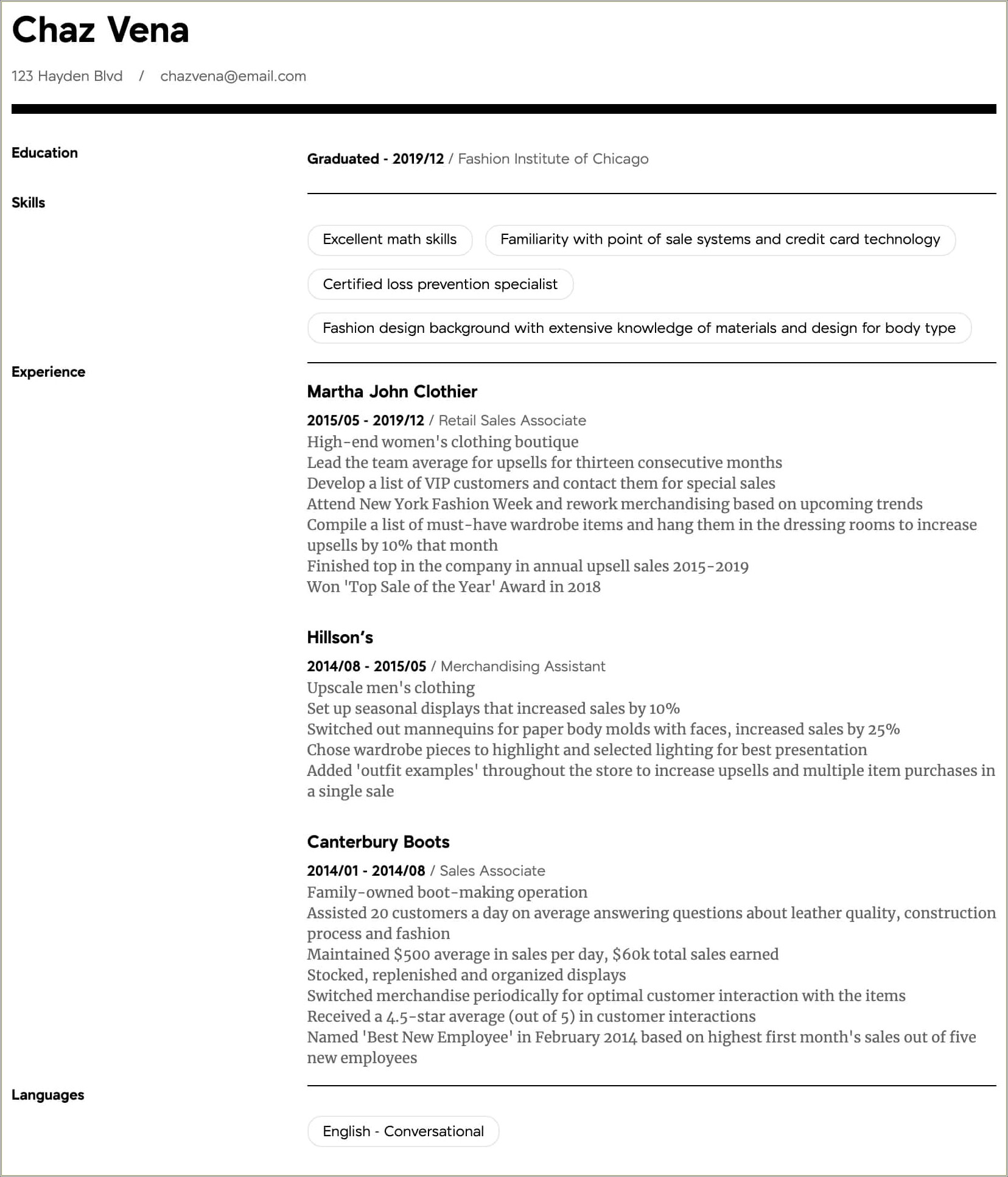 Skills To Have On A Resume For Retail