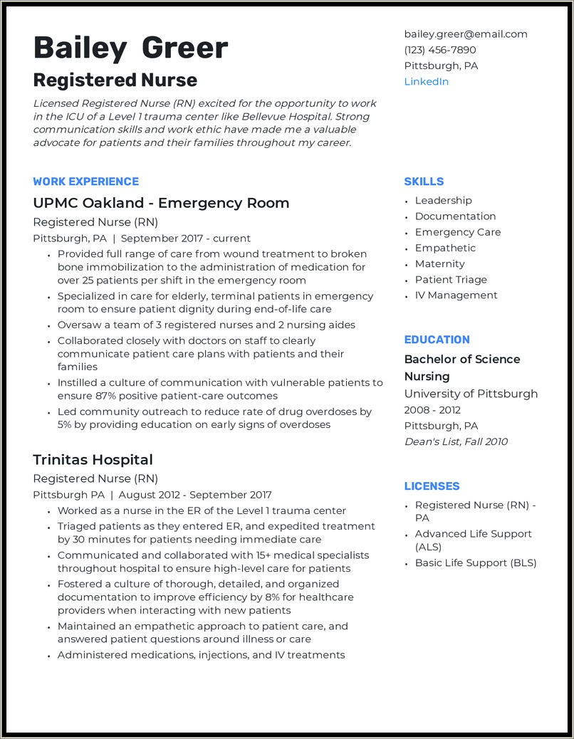 Skills To Highlight On Nursing Resume