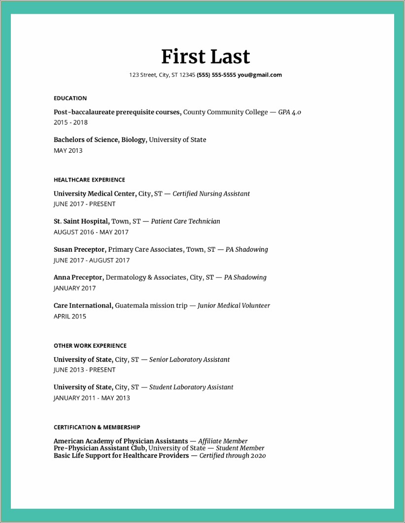 Skills To List For Pa Student Resume