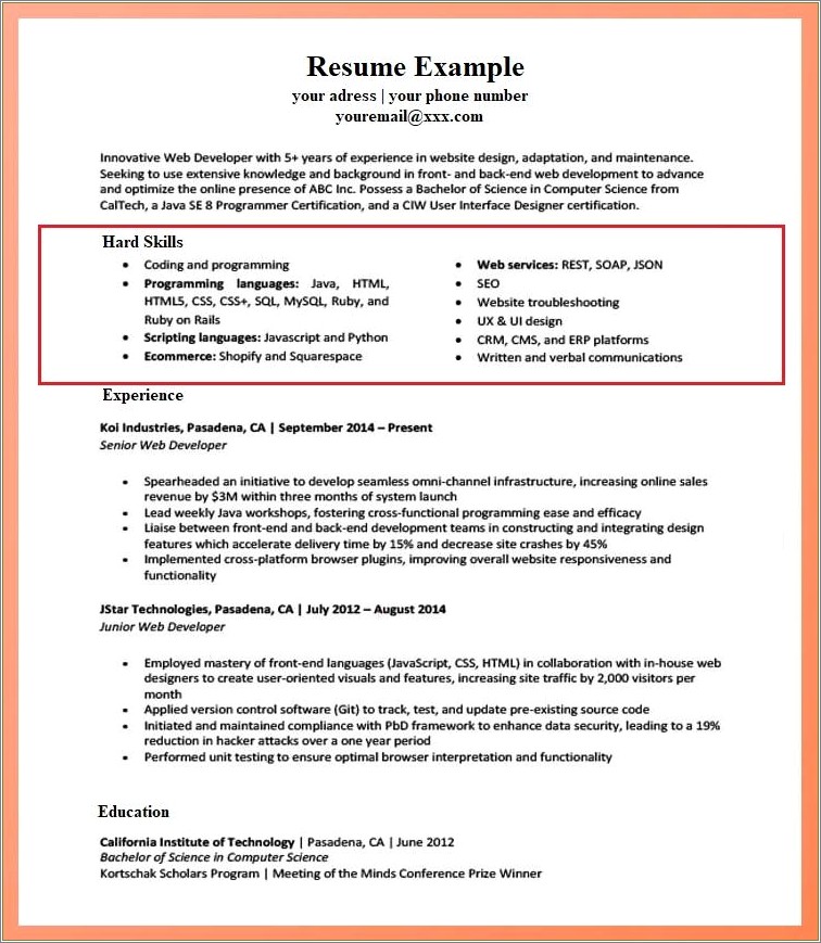 Skills To List In Resume Example