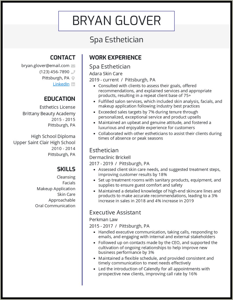 Skills To List On A Resume For Esthetician