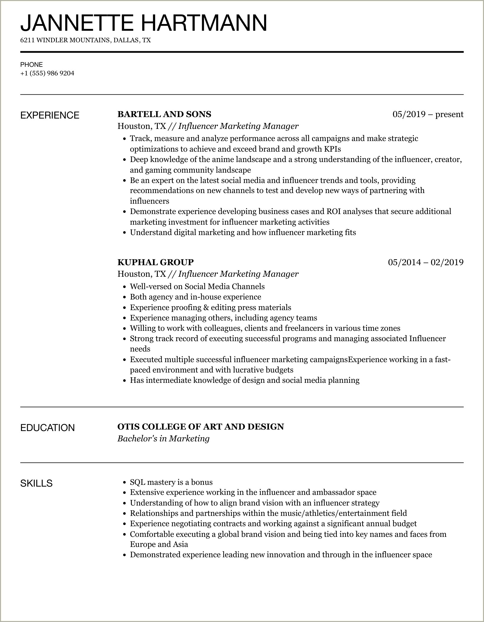 Skills To List On Marketing Resume