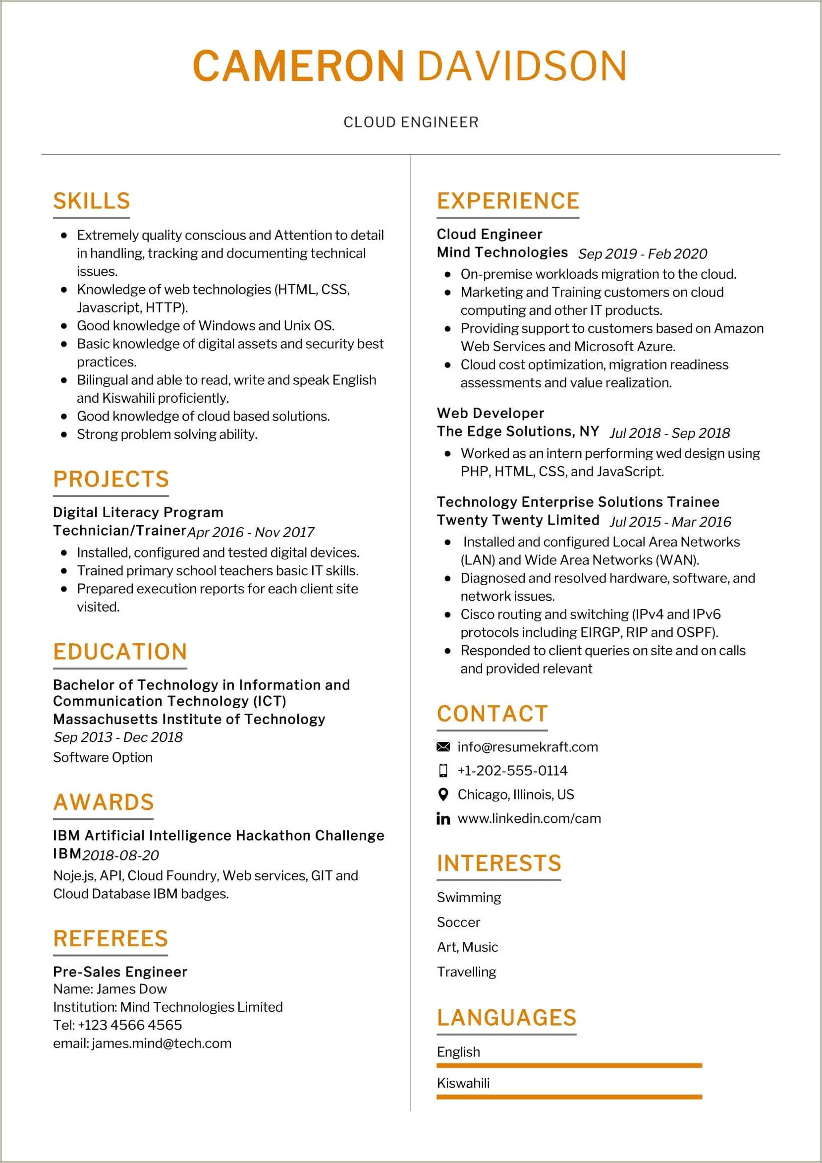 Skills To List On Resume Engineering