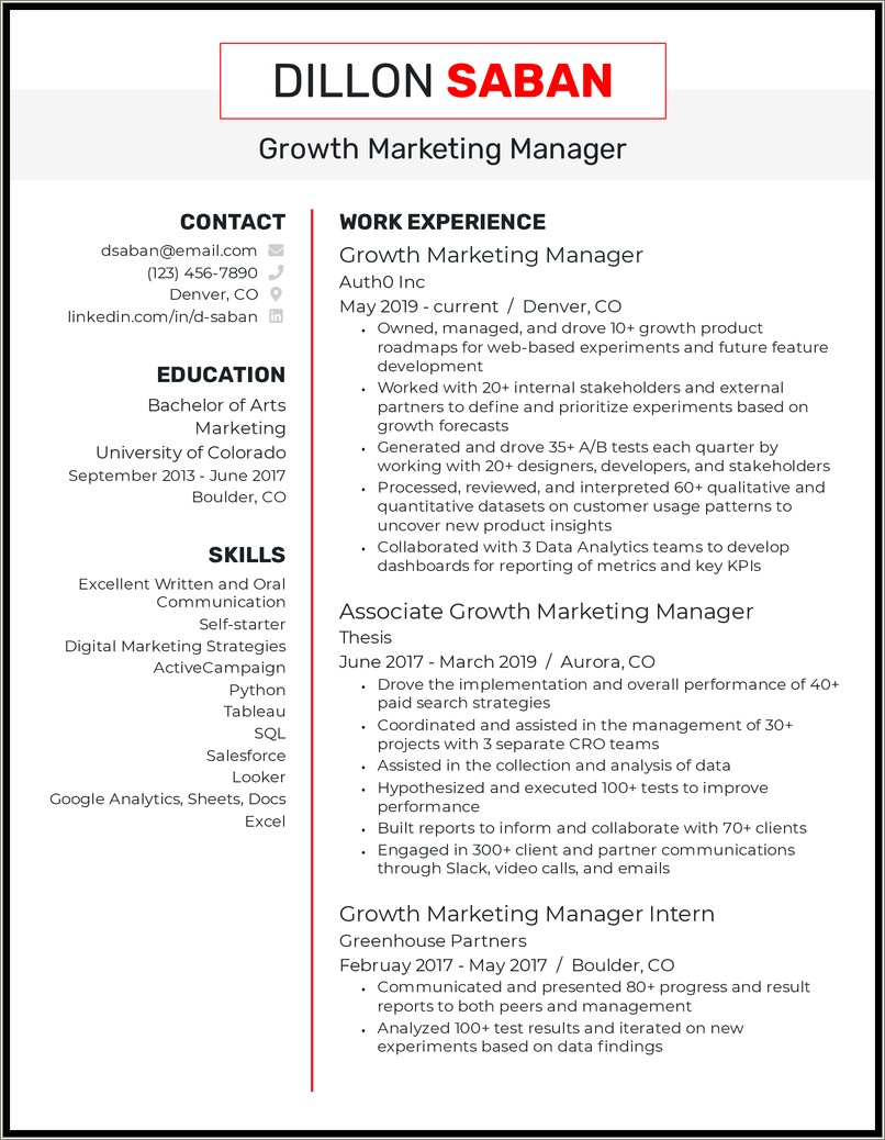 Skills To List On Resume For Marketing