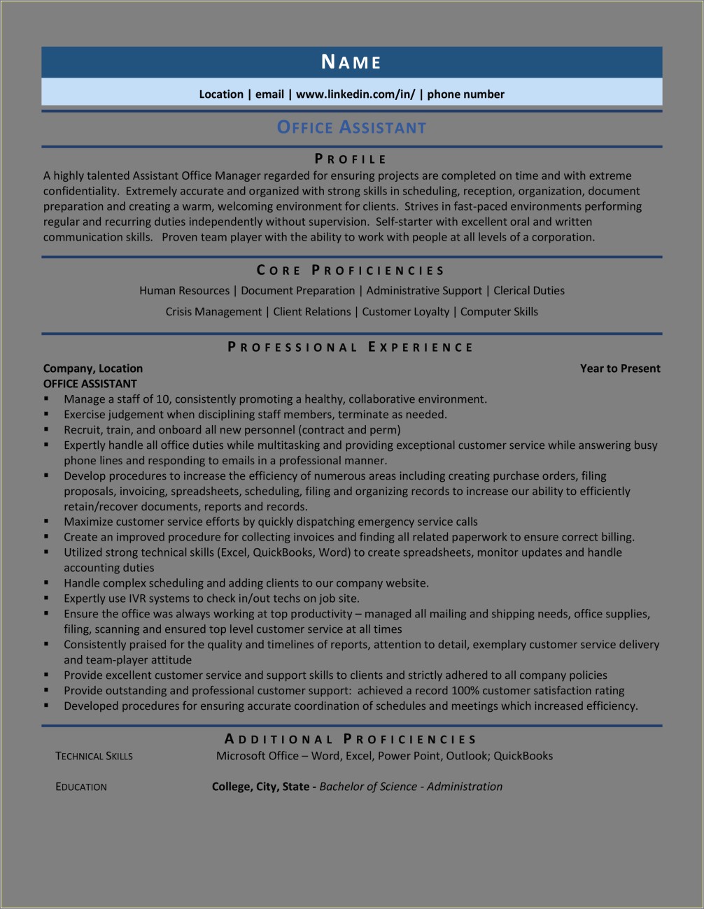 Skills To List On Resume For Office Assistant