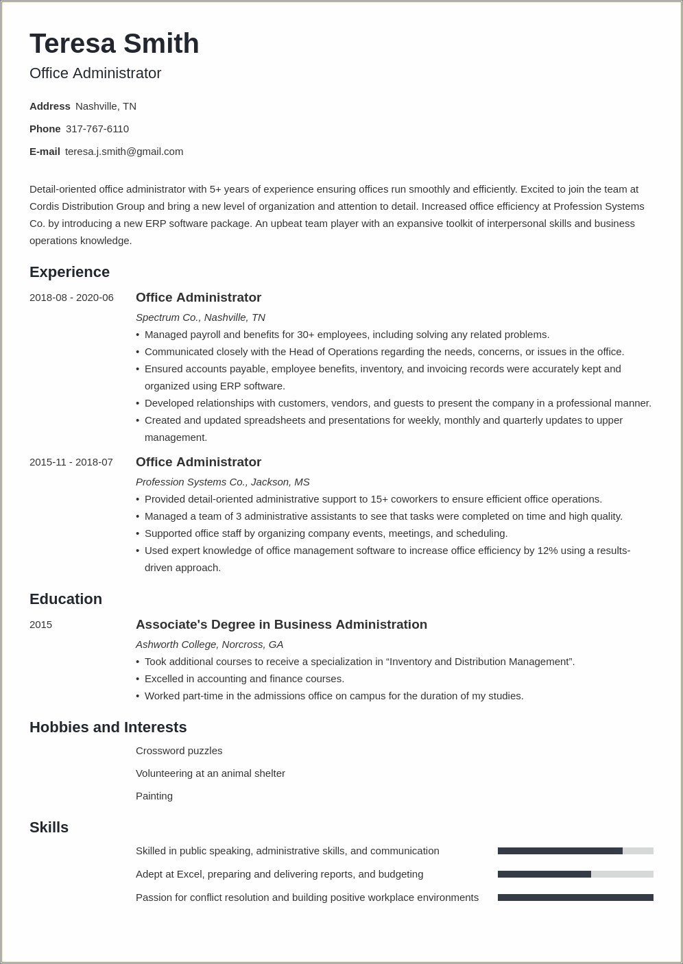 Skills To List On Resume For Office Manager