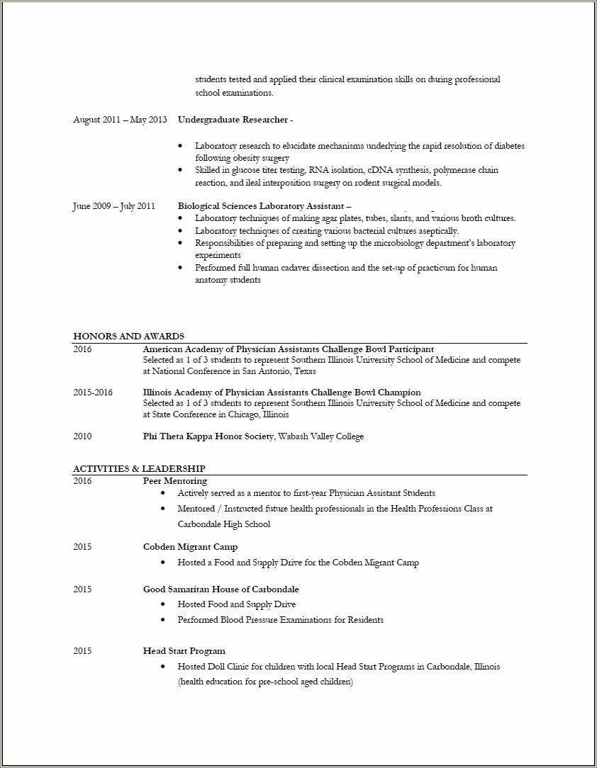 Skills To List On Resume For Pa School