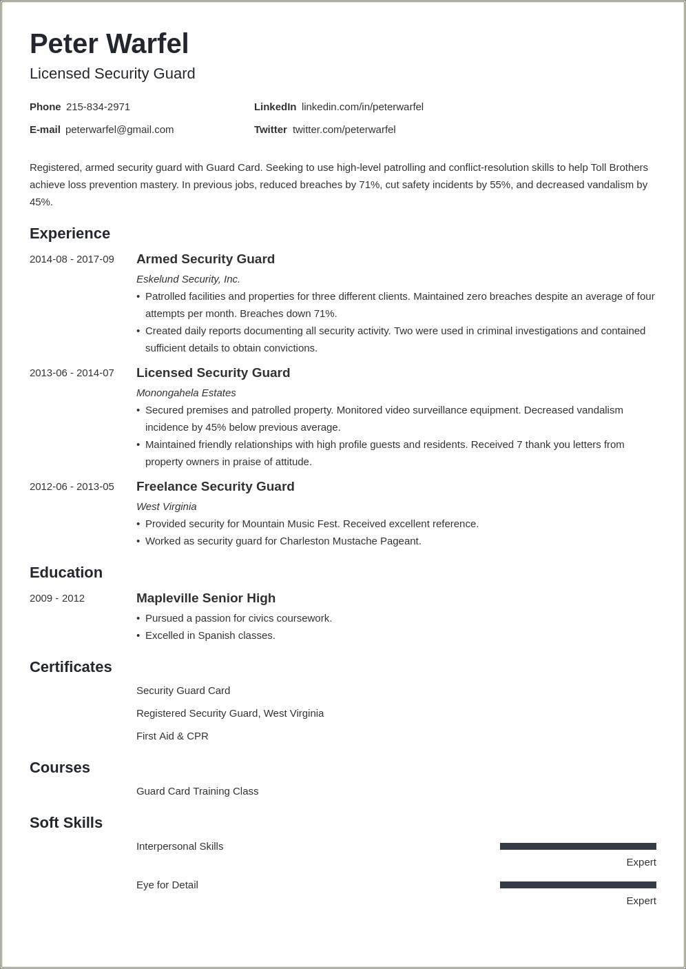 Skills To List On Resume For Security