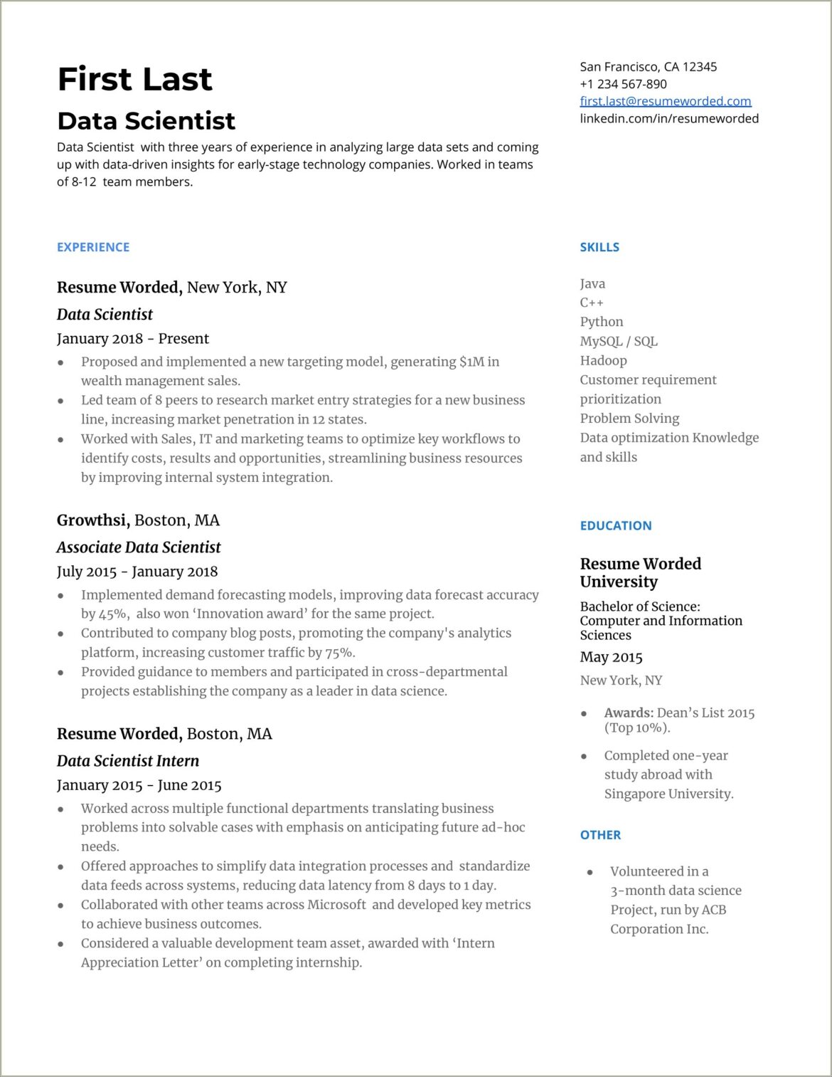 Skills To List On Resume Science