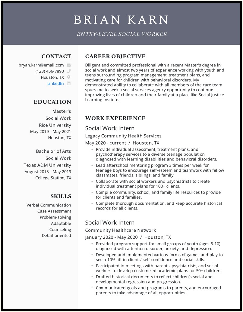 Skills To List Pediatric Social Work Resume