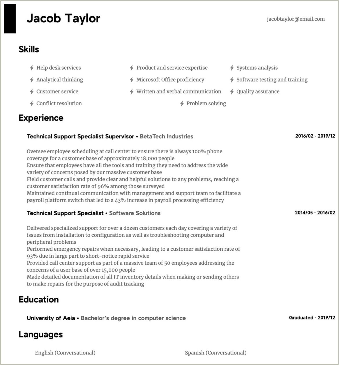 Skills To Put As It Specialist Resume