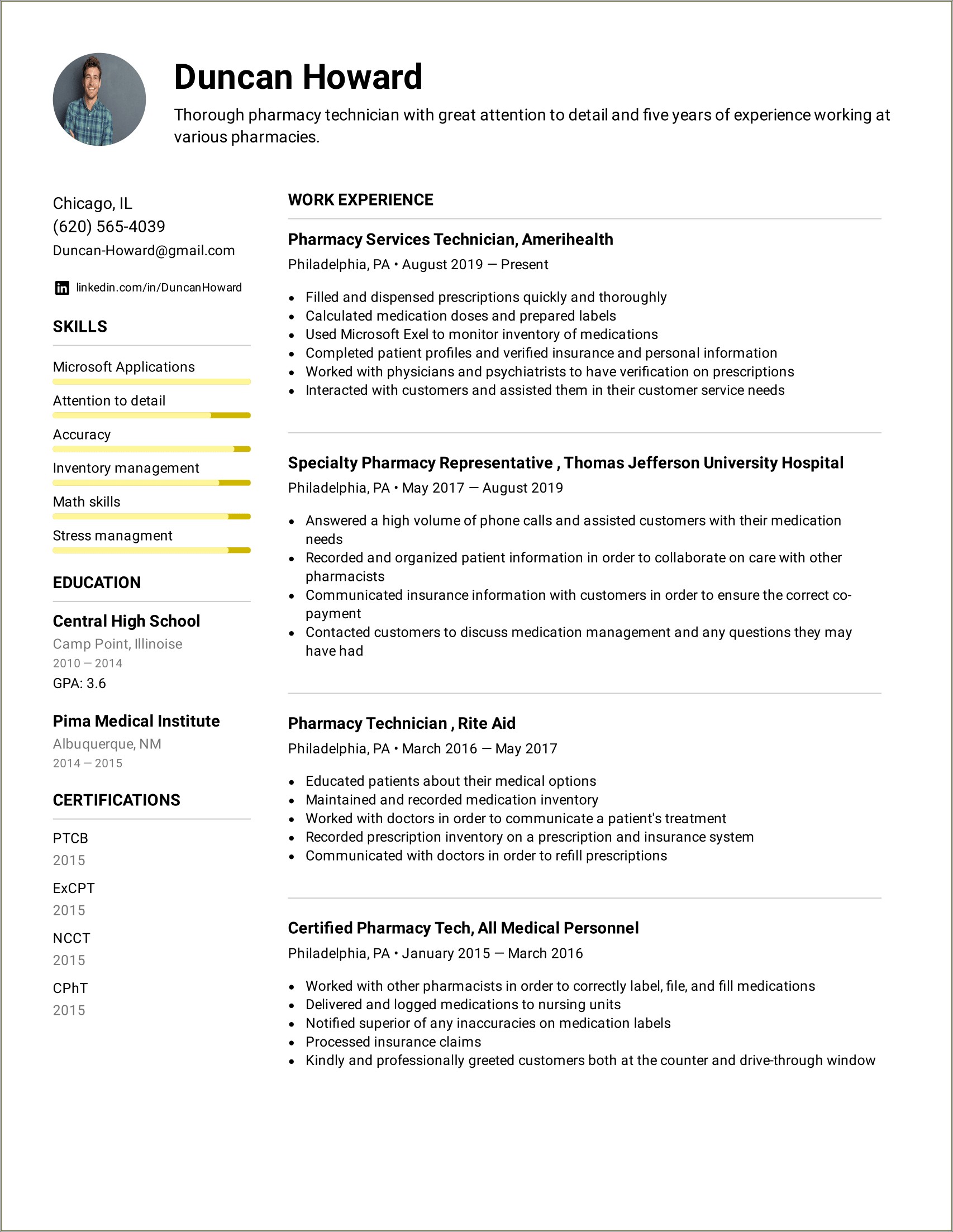 Skills To Put On A Pharmacy Technician Resume