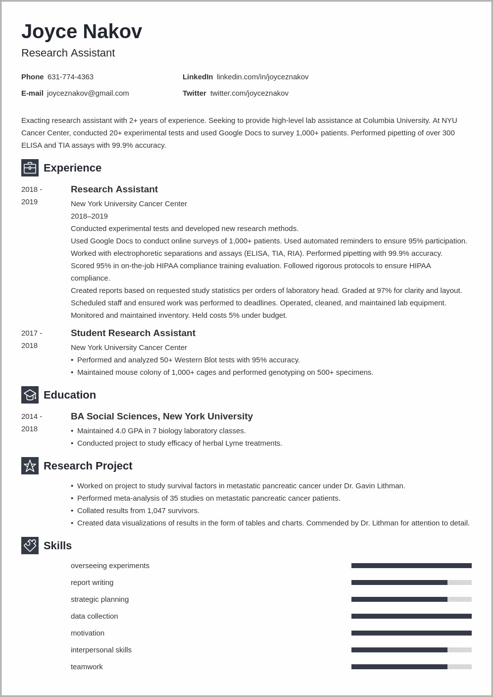 Skills To Put On A Reseach Technician Resume