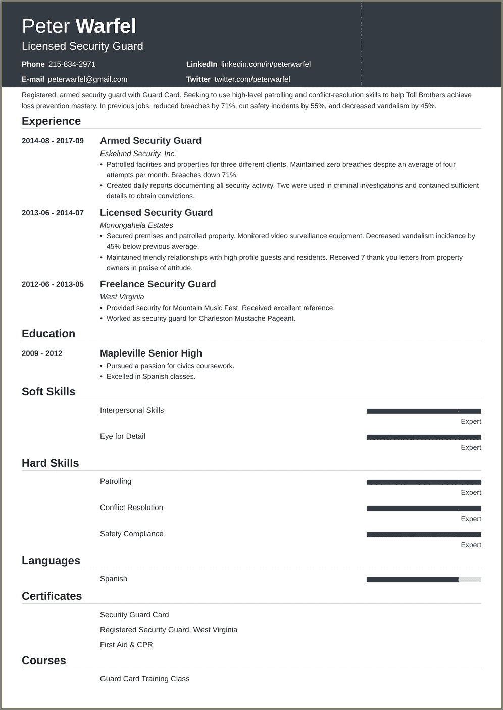 Skills To Put On A Resume For Securitas