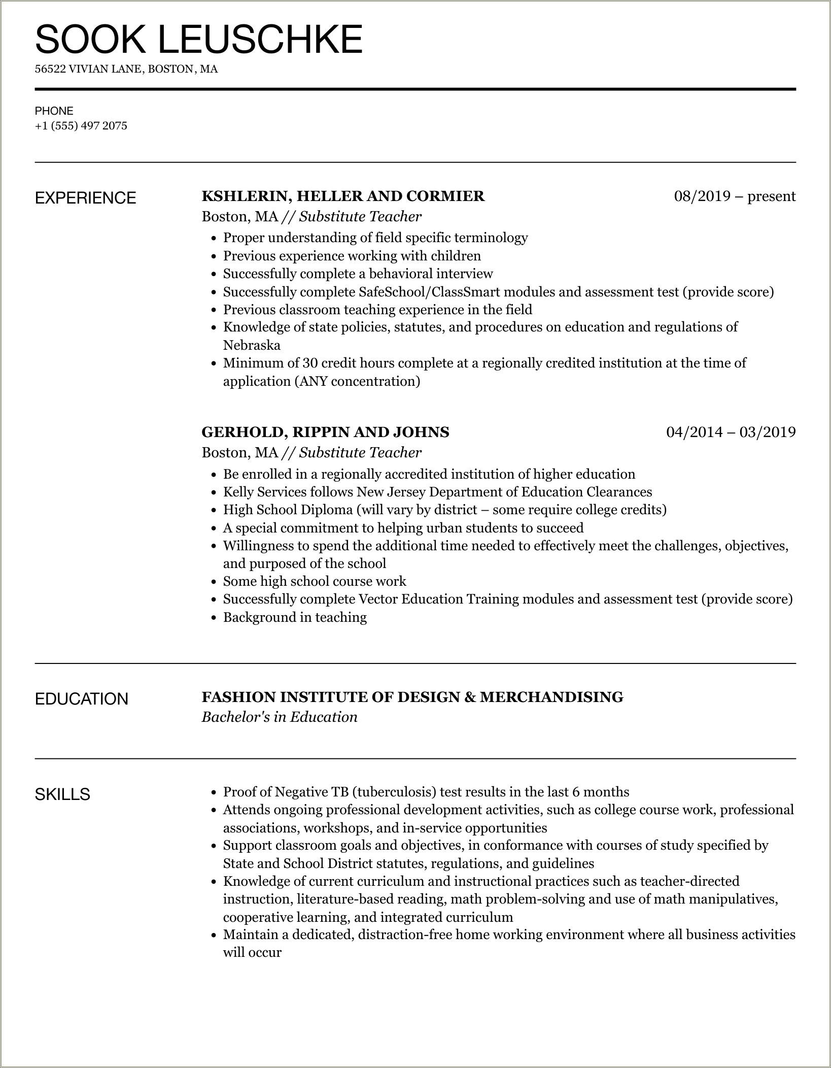 Skills To Put On A Resume For Teachiung