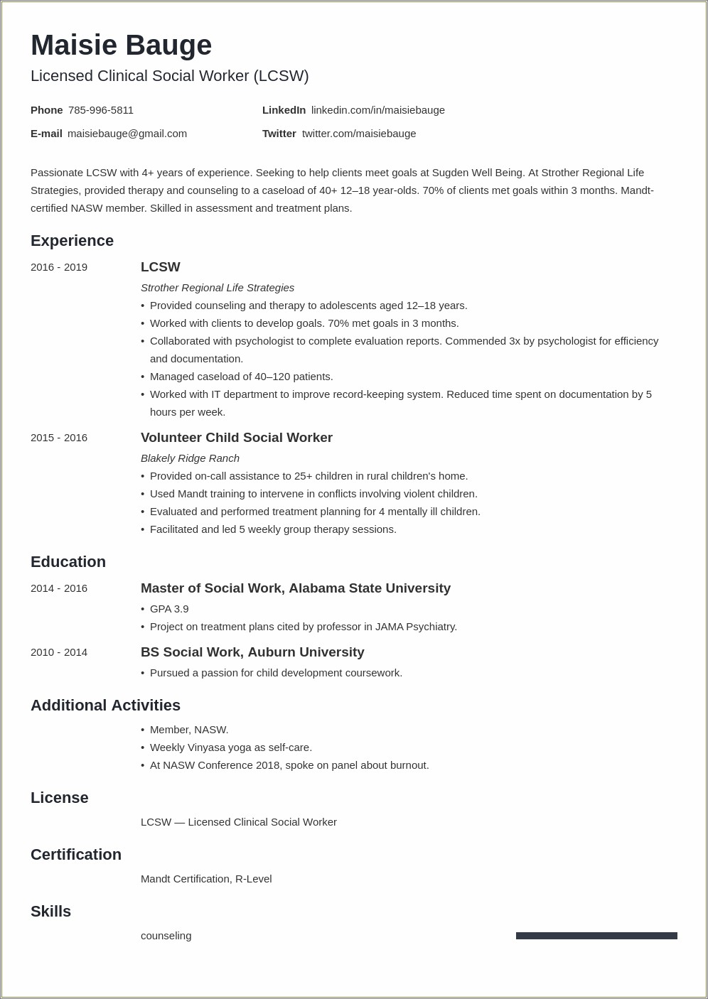 Skills To Put On A Social Work Resume