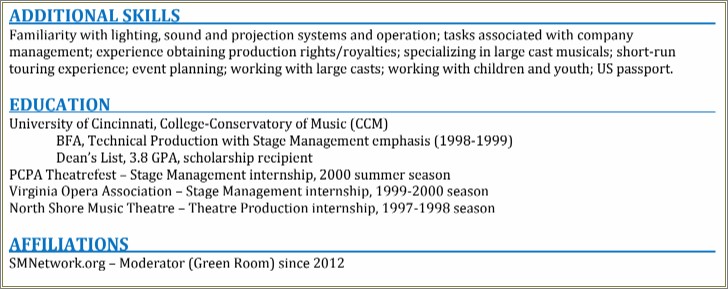 Skills To Put On A Stage Manager Resume