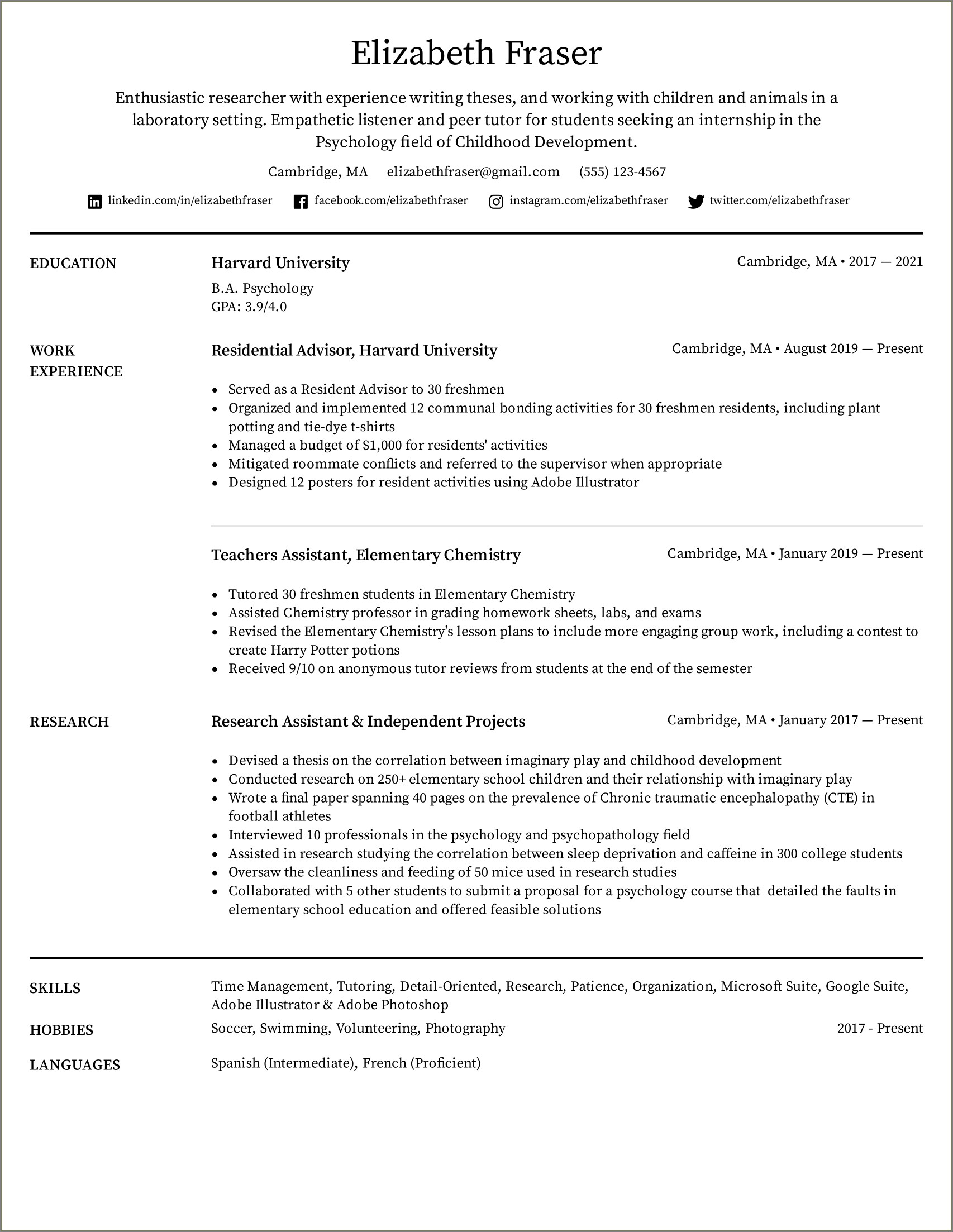 Skills To Put On A Student Resume