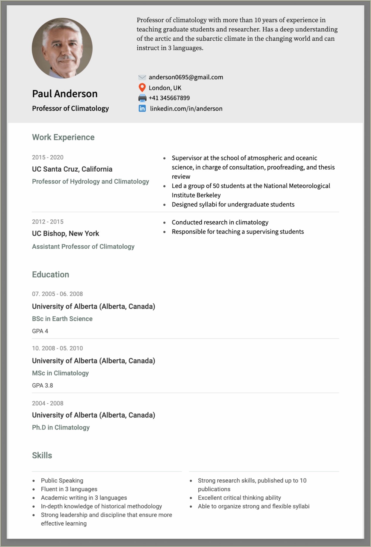 Skills To Put On Adjunct Professor Resume